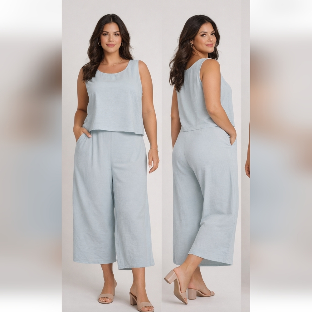 Women's Wide-Leg Jumpsuit in Pale Blue